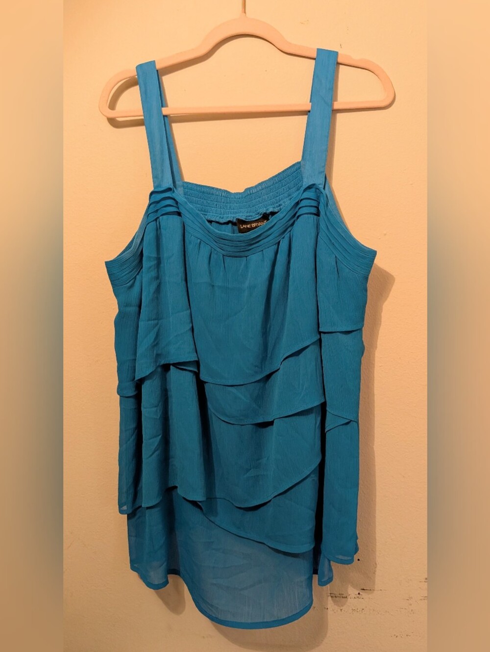 Lane Bryant Bright Blue Chiffon Layered Tank Blouse Size 22